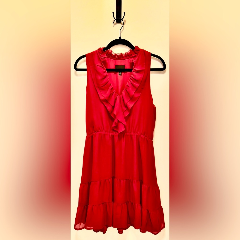 Greylin Brand Red/Deep Colored❤️🌹 Dress with Ruffles (Size Medium) **LIKE NEW🎁**